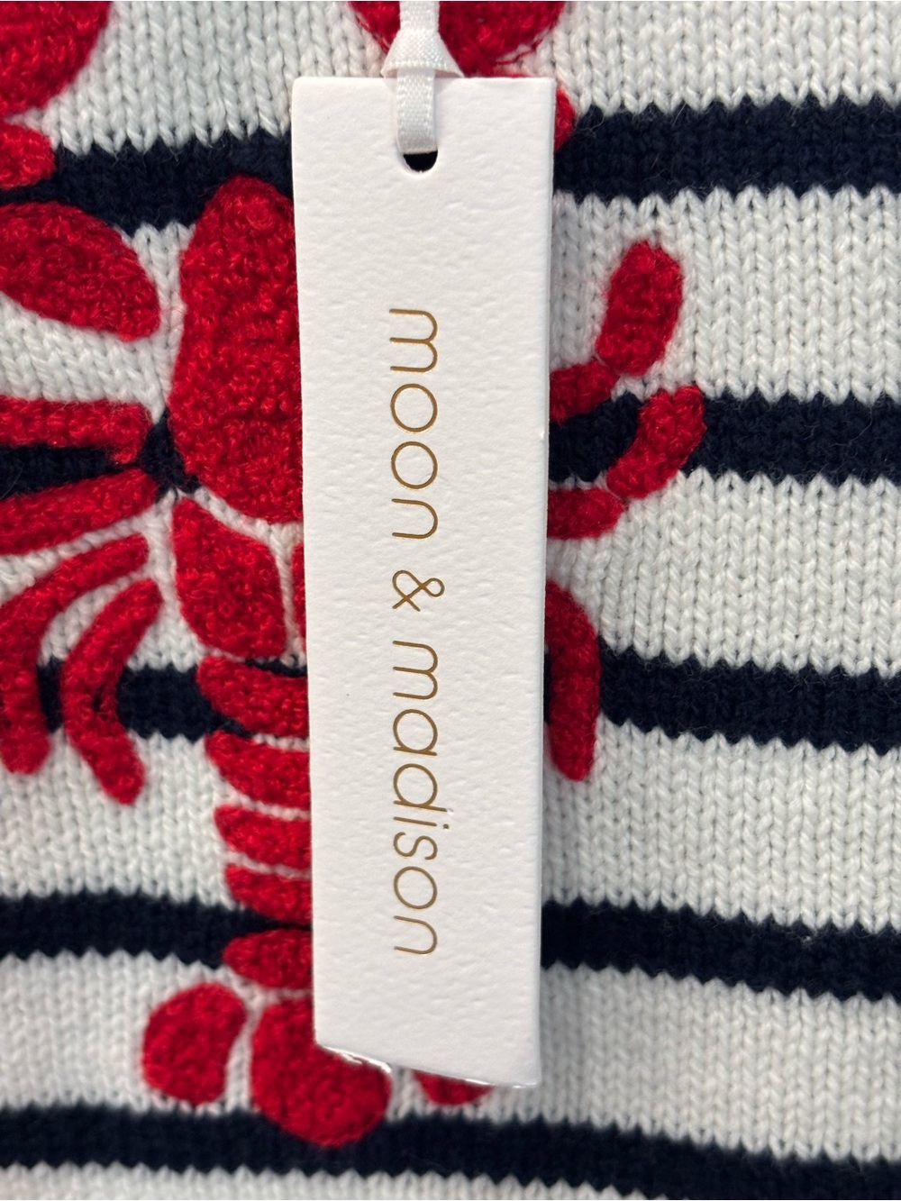 NWT Moon & Madison Striped Knit Red Lobster Motif sweater vest - S - Picture 4 of 8